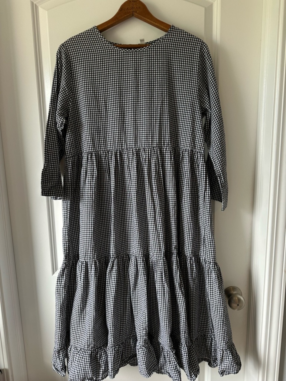 Trendy Gingham Cottage Core Tiered Dress 100% Cotton